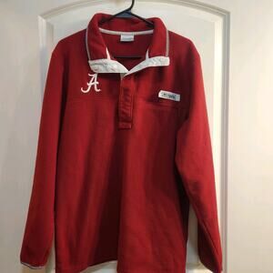 NWOT Columbia Mens Red Fleece Pullover‎ Alabama Crimson Tide Medium